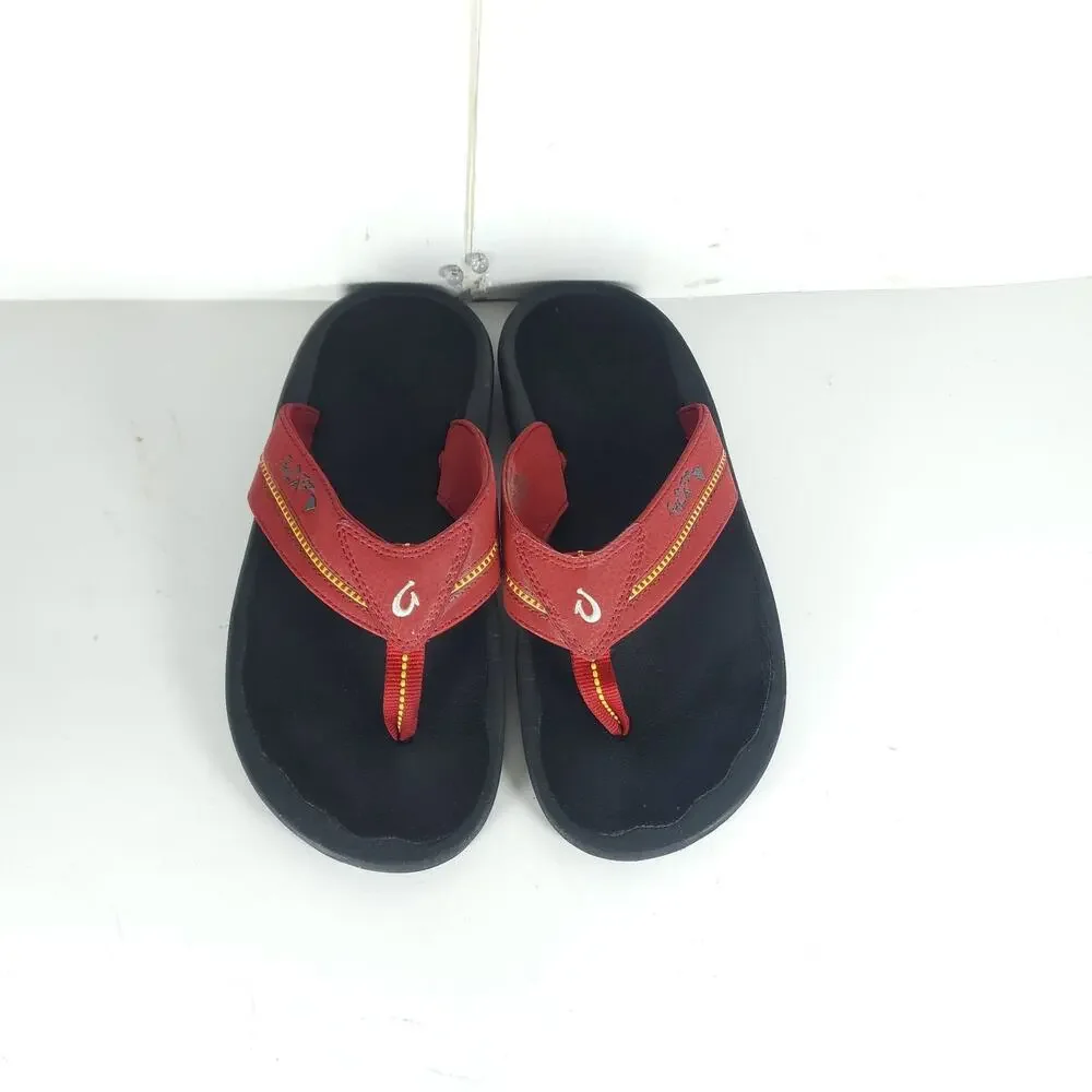 Olukai Kia'i II Men's US11 Hawaiian Lifeguard Red Slip On Flat Thong Sandals